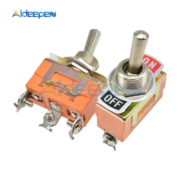 E TEN1121 3 Pin 3 Terminal Toggle Switch ON OFF 2 Positions 3 Pins 250V 15A AC Mini Toggle Switch Waterproof Cap