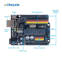 For Arduino UNO R3 PLUS Sensor I/O Shield Atmega328P Atmega16U2 Expansion Multifunctional Microcontroller Development Board