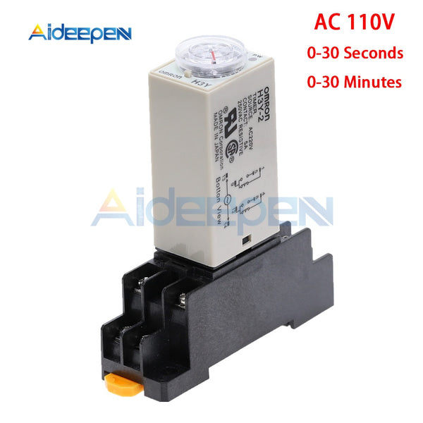 H3Y 2 Timer Relay AC 110V 0 30 Second 0 30 Minute Delay Timer 110VAC Time Relay with Base Socket on AliExpress