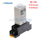 H3Y 2 Timer Relay DC 12V 0 30 Second 0 30 Minute Delay Timer 12VDC Time Relay with Base Socket on AliExpress