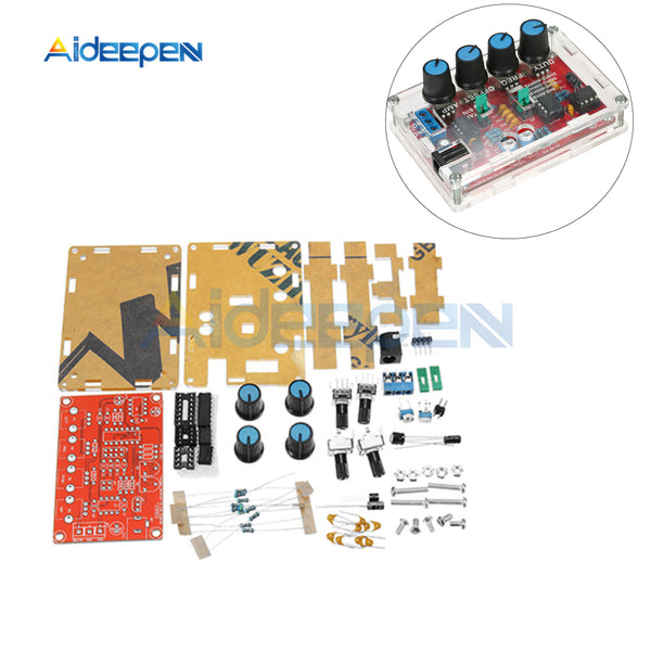 ICL8038 Signal Generator DIY Kit Sine Triangle Square Sawtooth Output 5Hz~400kHz Adjustable Frequency Amplitude with Clear Case