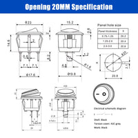 KCD1 Waterproof Rocker Switch Opening 20MM ON OFF 2PIN 3PIN Button Boat shaped Round Water proof Switches with Light