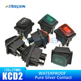 KCD2 Waterproof Rocker Switch ON OFF ON OFF ON 4PIN 6PIN Button Boat shaped Water proof Switches with Light 15A 250V