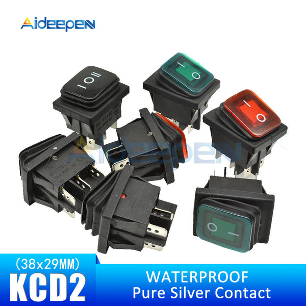 5pcs KCD2 Waterproof Rocker Switch ON OFF ON OFF ON 4PIN 6PIN Button Boat shaped Water proof Switches with Light 15A 250V