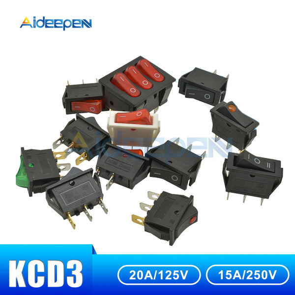 KCD3 Rocker Switch ON OFF ON OFF ON 2 Position 3 Position 2 Pin 3 Pin Electrical Equipment With Light Power Switch 15/16A 250VAC
