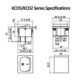 KCD5 Latching Rocker Switch 4 Pin 6 Pin ON OFF ON OFF ON 6A 250V Boat Power Switch Push Button with Light 21*24MM