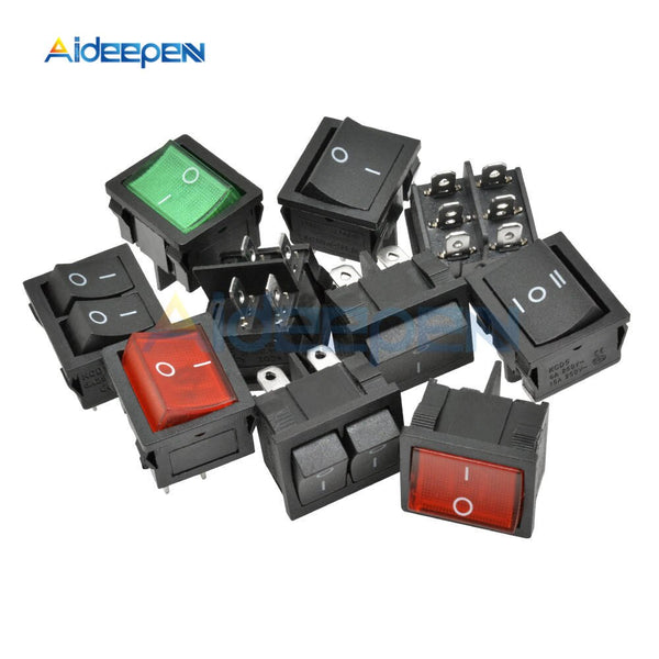 KCD5 Latching Rocker Switch 4 Pin 6 Pin ON OFF ON OFF ON 6A 250V Boat Power Switch Push Button with Light 21*24MM