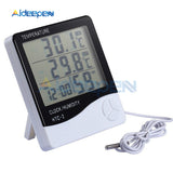 LCD Electronic Digital Temperature Humidity Meter Monitor Indoor Outdoor Thermometer Hygrometer Weather Station Clock HTC 2