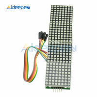 MAX7219 LED Microcontroller 4 In 1 Display With 5P Line Dot Matrix Control Module for Arduino Red Display