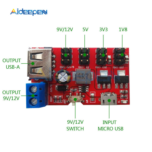 MINI USB Power Breakout DC To DC Power Supply Module Micro USB 5V To 1.8V 12V 1.8V 3.3V 5V 9V 12V Switch For Arduino
