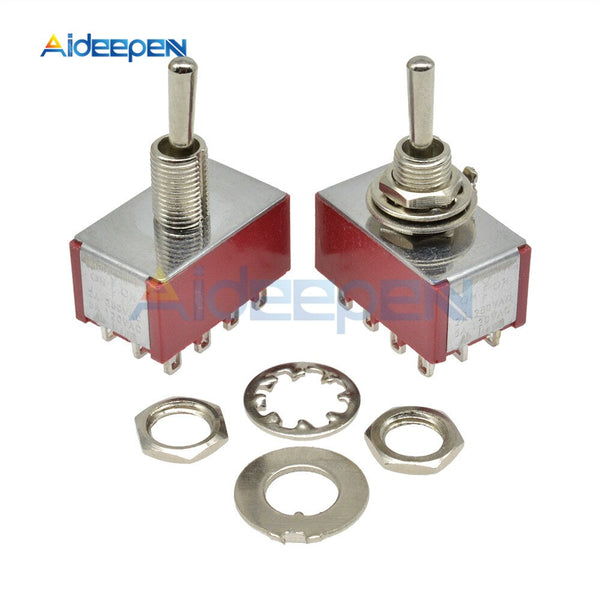 MTS 403 ON OFF ON Toggle Switch 3 Positions 12 Pins 120V 5A 250V 2A Mini Miniature Toggle Switch 13*22MM (MTS403)