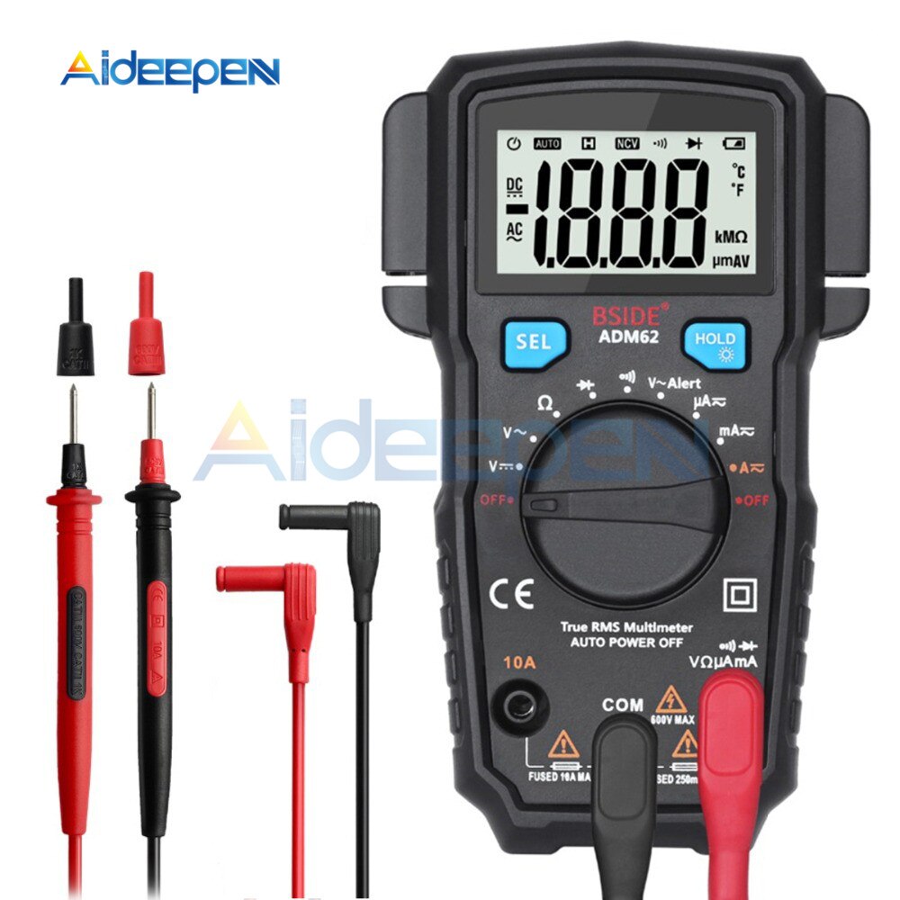 Mini Digital Multimeter ADM66 62 S6 Auto Range True RMS DMM DC/AC Volt ...