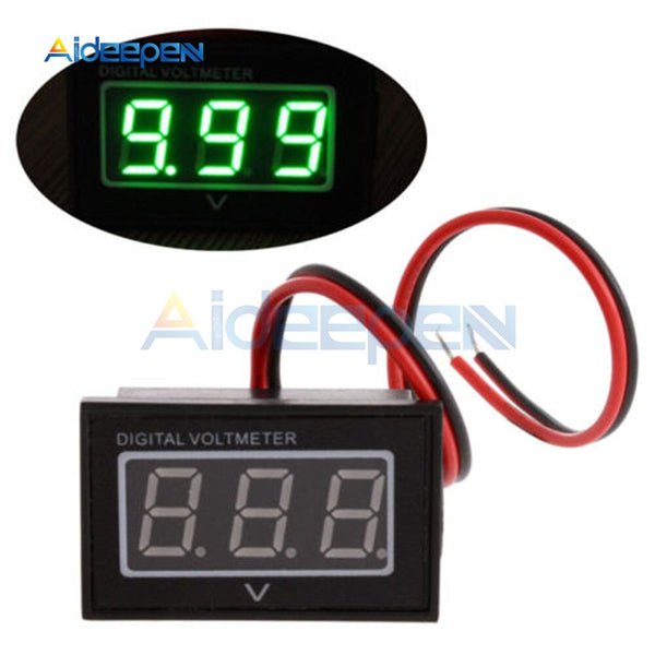 Mini Digital Voltmeter Voltage Tester Meter 2.5V 30V Green LED Screen Electronic Parts Accessories Waterproof Digital Voltmeter