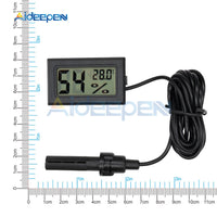 Mini LCD Digital Thermometer Hygrometer Indoor Convenient Temperature Sensor Humidity Meter Gauge Instruments Cable Black/White
