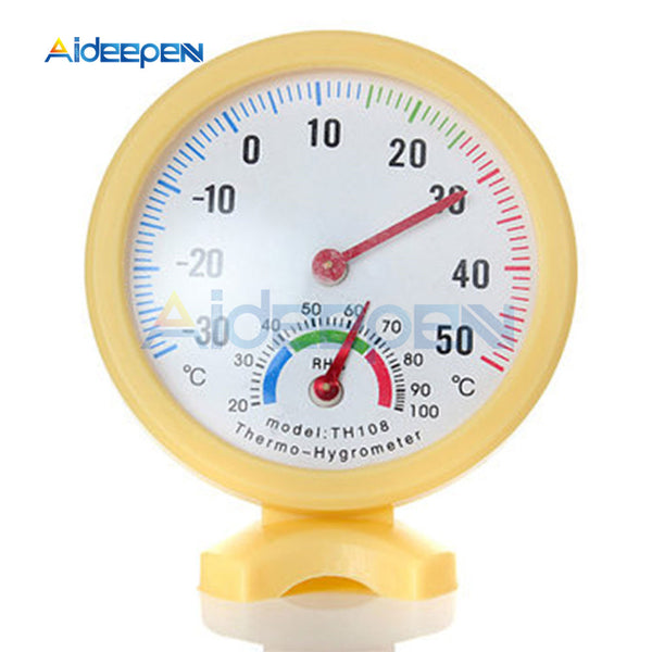 Mini Round Clock Shaped Indoor Outdoor Hygrometer Humidity Thermometer Temperature Meter Gauge Household Kitchen Thermometers