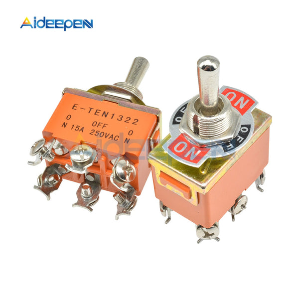 Orange 6 Pin ON OFF ON Toggle Switch 15A 250V 3 Position Mini Switches E TEN1322 Tool Copper Contact with Waterproof Cap