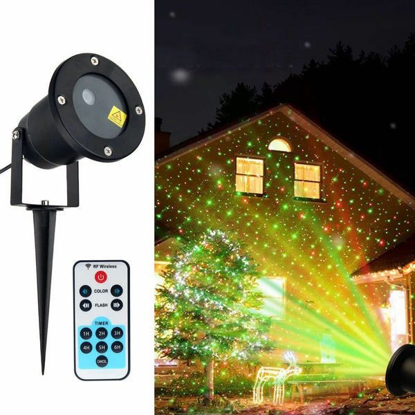 Christmas Projector Lights Outdoor – Red & Green Star Lights With Remote, Waterproof, Timer, For Home & Garden