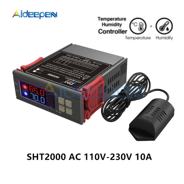 SHT2000 AC 110V 220V Digital Temperature Humidity Controller Home Fridge Thermostat Humidistat Thermometer Hygrometer