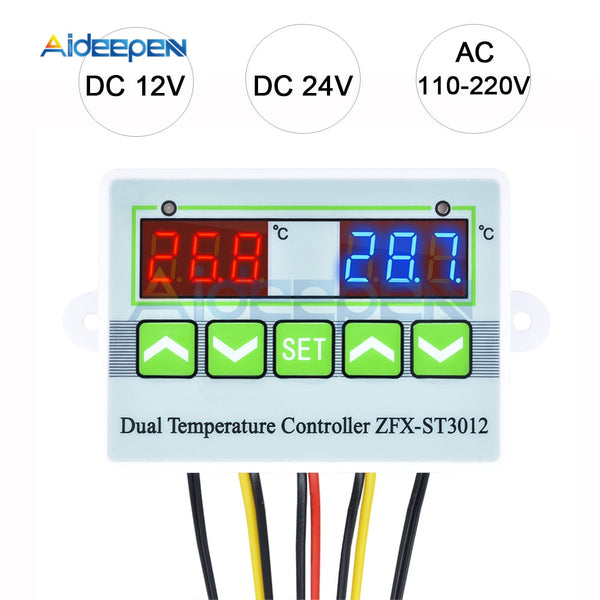 ST3012 LED Digital Thermostat Dual Display 10A Temperature Controller Thermometer DC 12 24 220 V Thermo Control with NTC Sensor