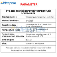 STC 3000 DC 24V 10A LED Digital Temperature Controller Thermostat Thermometer Temperature Control Switch Sensor Heating Cooling