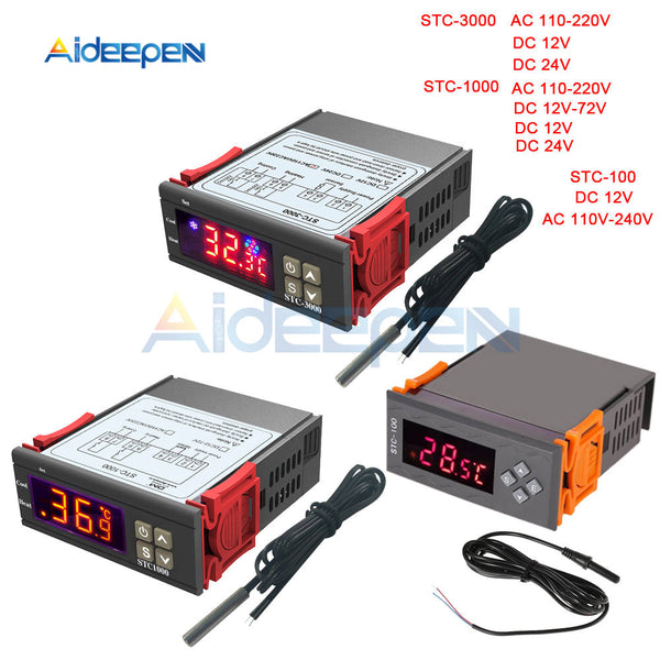 STC 3000 STC 1000 STC 100 Temperature Controller 12V 24V 110V 220V LED Digital Thermoregulator thermostat Control + NTC Sensor