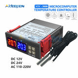 STC 3008 Dual Digital Temperature Controller Two Relay Output Thermostat with Sensor DC12V 24V AC110 220V Home Fridge Cool Heat