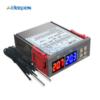 STC 3008 Led Dual Display Two way Thermostat DC 12V Red and Blue Dual Probe Micro Temperature Controller Thermometer