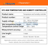 STC 3028 lED Dual Digital Thermostat Temperature Humidity Thermometer Hygrometer Cooling Heating Switch Thermostat NTC Sensor