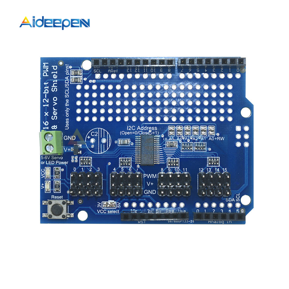 Servo shield 16 Channel 12 bit PWM Servo Driver I2C interface PCA9685 ...