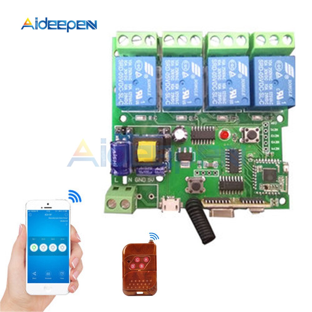 Remote Switch Module Smart Remote Control DIY Wireless Switch Universal Module 4ch AC 220V ...