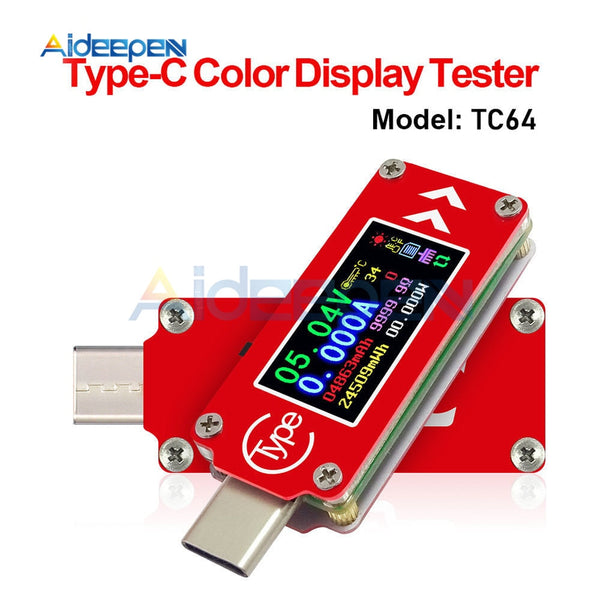 TC64 Type C Color LCD USB Voltmeter Ammeter Voltage Current Meter Multimeter Battery PD Charge Power Bank USB Tester