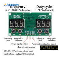 TM1637 PWM Pulse 6HZ 100KHZ 0 99% Frequency Square Wave Signal Generator Duty Cycle Module DC 3.3V 20V PWM Driver Transistor