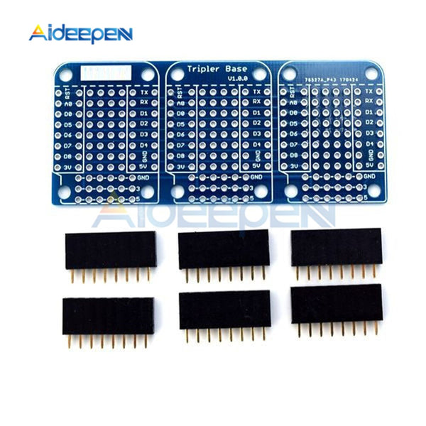 Triple Base V1.0.0 Module Board with Pins for WeMos D1 mini Active Components Integrated Circuits for WeMos
