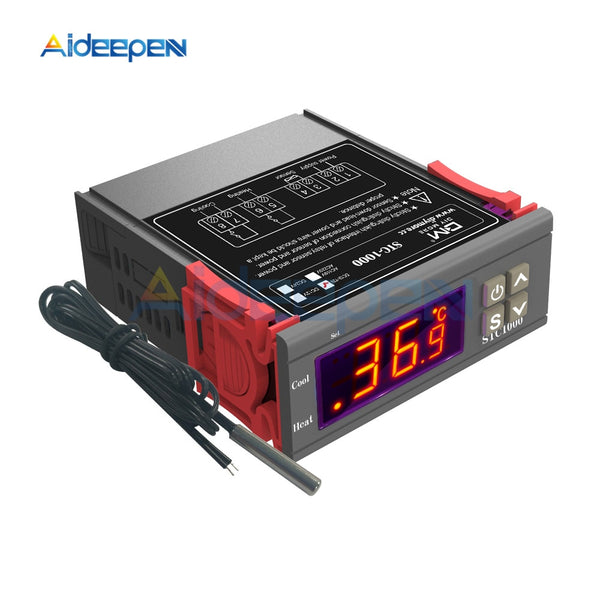 Two Relay Output LED Digital Temperature Controller STC 1000 110V 220V 12V 24V Thermoregulator thermostat with Heater Cooler 10A