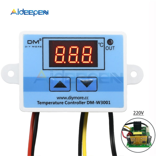 AC 220V W3001 LED Temperature Controller Thermostat Control Switch Probe