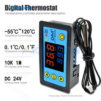 W3231 AC 110V 220V DC12V 24V Digital Thermostat Temperature Controller Regulator Meter Tester Single/Dual Display Replace W3230