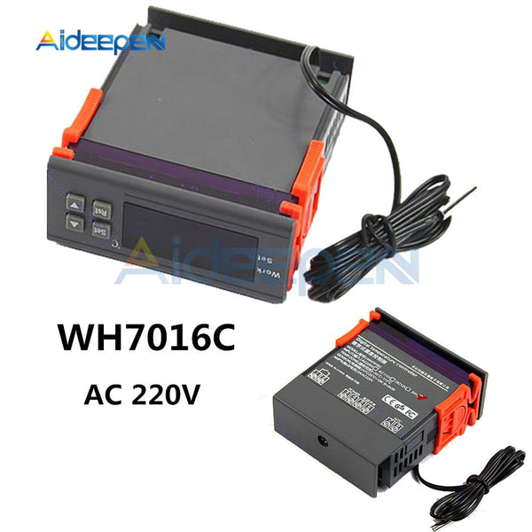 WH7016C AC 220V 10A LCD Digital Temperature Controller Regulator Thermostat Switch Thermometer with Probe  50~110 Celsius