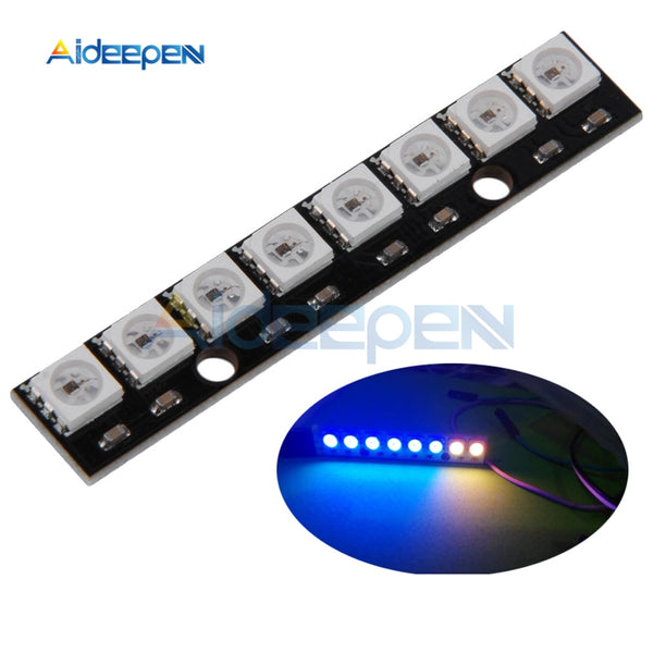 WS2812 WS2812B WS 2811 5050 RGB LED Lamp Panel Module 5V 8 Channel 8 Bit Rainbow LED Precise for Arduino Black Board