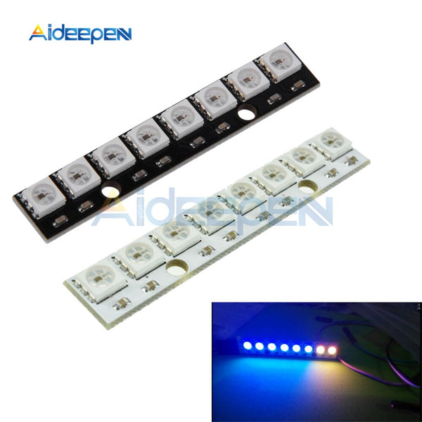 WS2812 WS2812B WS 2811 5050 RGB LED Lamp Panel Module 5V 8 Channel 8 Bit Rainbow LED Precise for Arduino Black/White Board