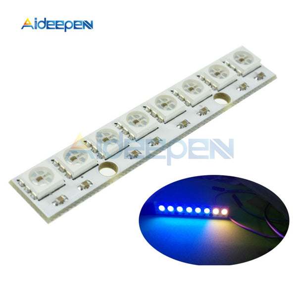 WS2812 WS2812B WS 2811 5050 RGB LED Lamp Panel Module 5V 8 Channel 8 Bit Rainbow LED Precise for Arduino White Board