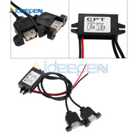 Waterproof Dual USB DC DC 12V to 5V 3A 15W Step down Car Power Converter Buck Module