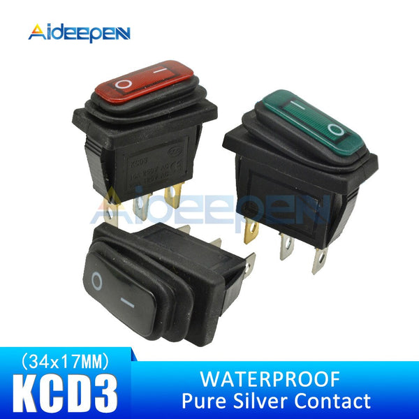 Waterproof KCD3 Rocker Switch Power Switch 2 position 3 Pins Electrical Equipment With Light Switch 15A 250VAC/20A 125VAC