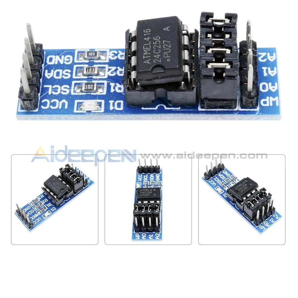 5 Stuks AT24C256 I2C EEPROM Geheugenmodule – Met Pull-up Weerstanden & Spanningsindicator – Compact 36,5x12 Mm