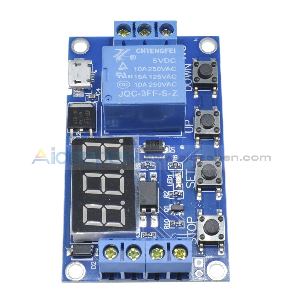 Micro USB 5V Delay Timer Relay Module - Programmable Control Switch With LED Display