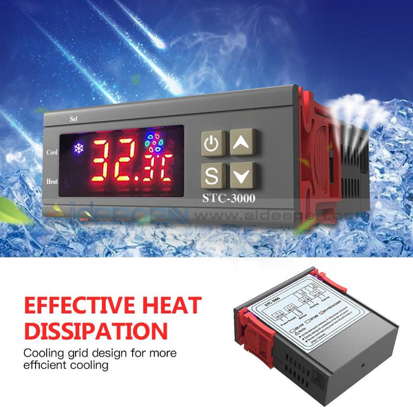 Stc-3000 Digital Temperature Controller Thermostat With Sensor Ac 110V-220V/dc 24V/dc 12V