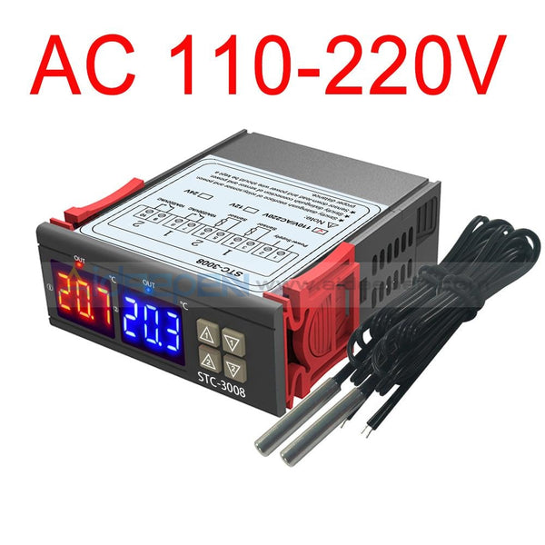 Stc-3008 Digital Temperature Thermostat Controller Dual Led Ntc Probe 110-220V/ Dc 24V Ac 110-220V