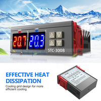 Stc-3008 Digital Temperature Thermostat Controller Dual Led Ntc Probe 110-220V/ Dc 24V