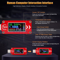 Tc64 Type-C Usb Color Lcd Voltmeter Ammeter Voltage Current Meter Multimeter Testers