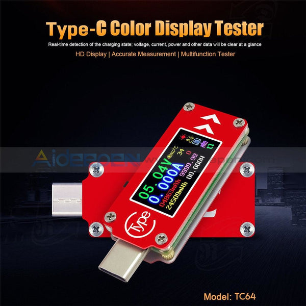 Tc64 Type-C Usb Color Lcd Voltmeter Ammeter Voltage Current Meter Multimeter Testers