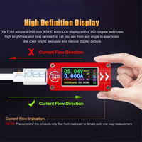 Tc64 Type-C Usb Color Lcd Voltmeter Ammeter Voltage Current Meter Multimeter Testers